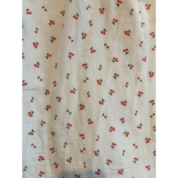 J.Crew Size 0 Cherry Print Sleeveless Tie Neck Cotton Silk Blouse Top - Picture 3 of 12